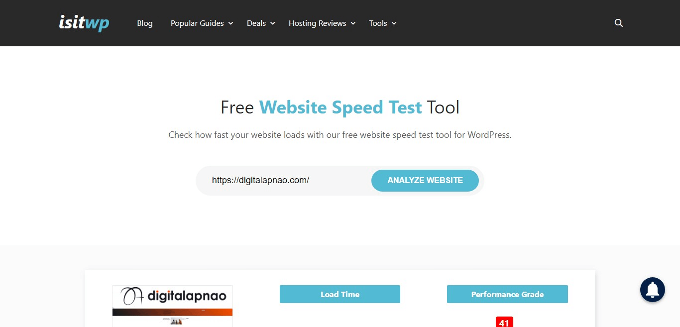 isit wp pagespeed tool