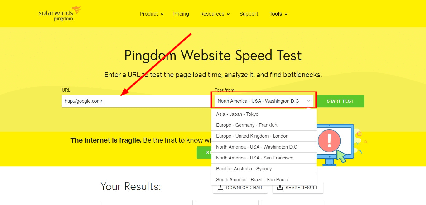 pingdom pagespeed