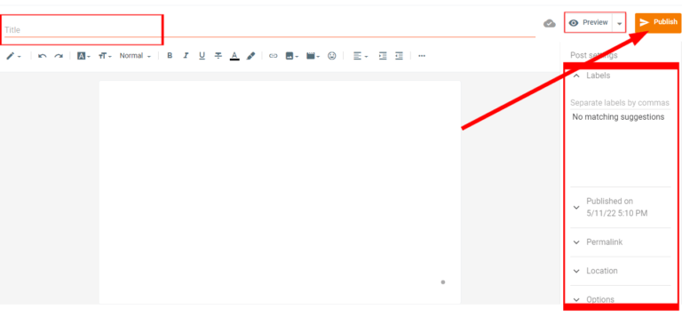 additional post setting while publishing post in blogger